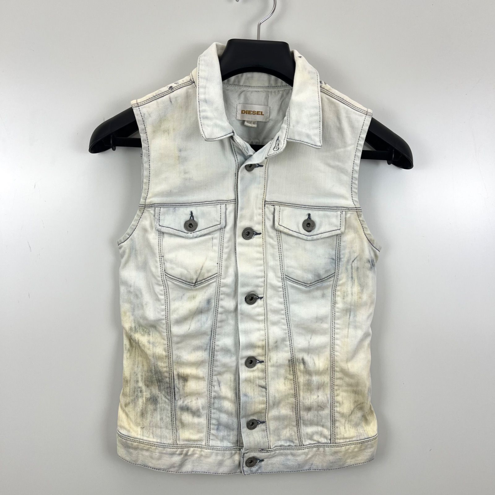 DIESEL 00s y2k grunge bleach denim vest XS ディーゼル ブリーチ