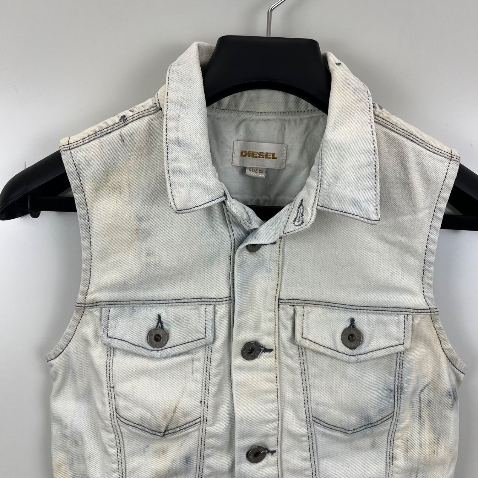 DIESEL 00s y2k grunge bleach denim vest XS ディーゼル ブリーチ 