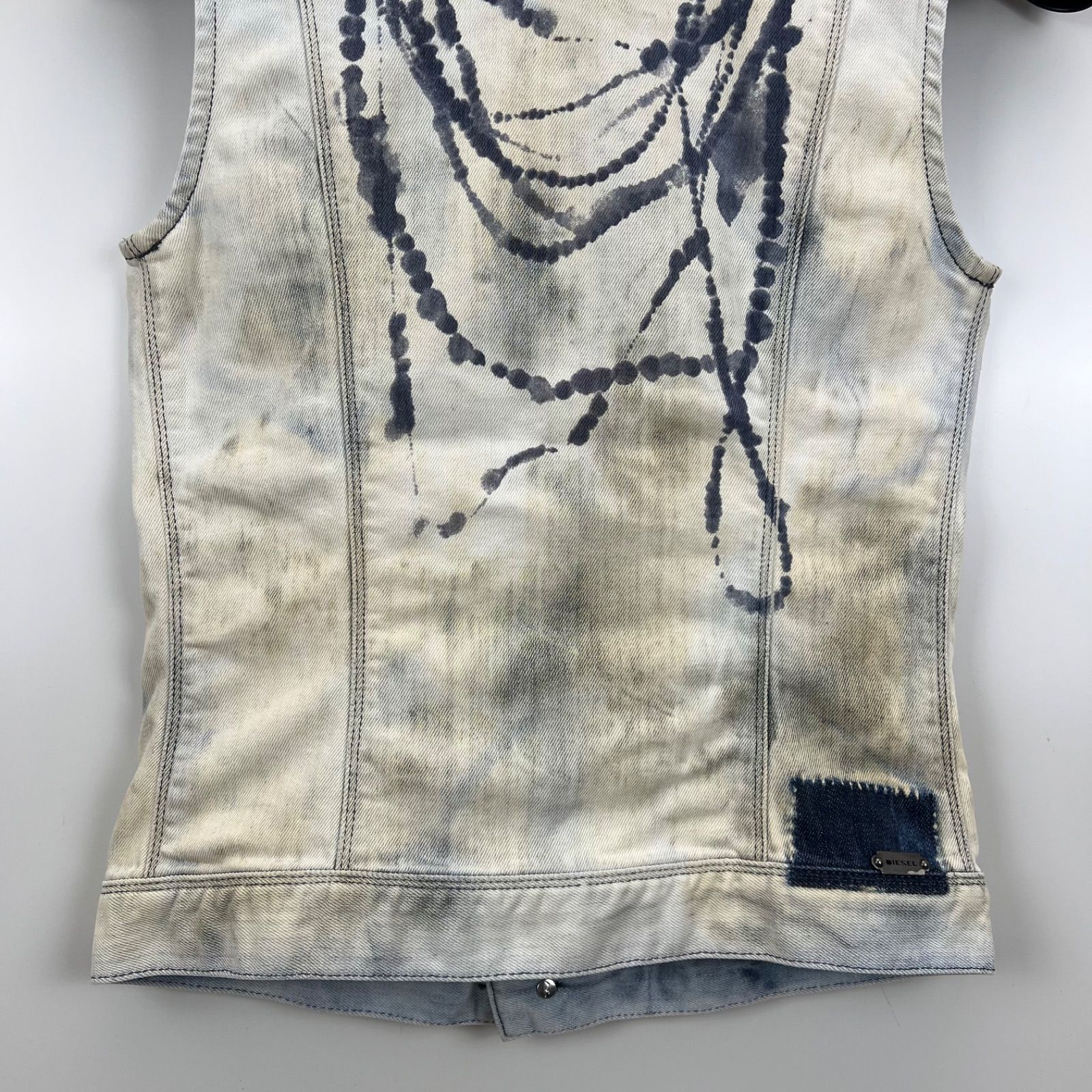 DIESEL 00s y2k grunge bleach denim vest XS ディーゼル ブリーチ 