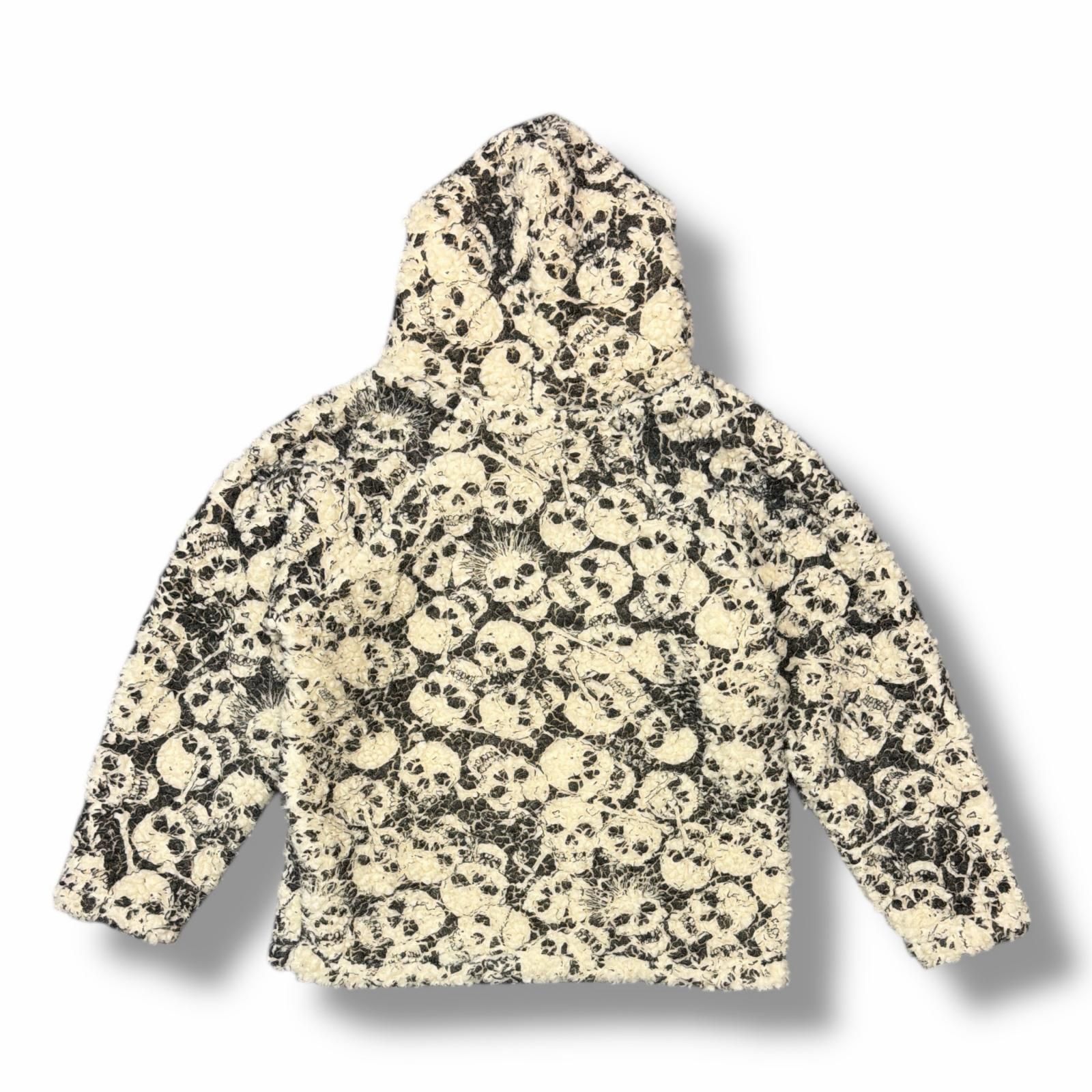 ERL SKULL PRINTED VINTAGE FLEECE HOODIE スカルプリント ボア 