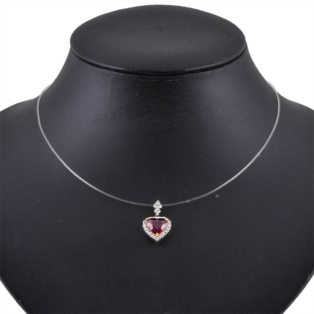 ハート ペンダントトップ ルビー 3.007ct Pt950 3.0g K18YG レッド