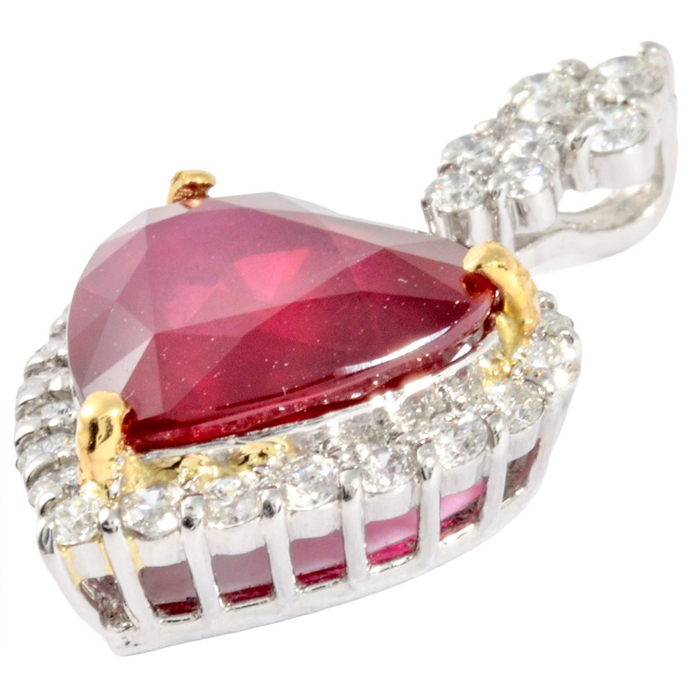 ハート ペンダントトップ ルビー 3.007ct Pt950 3.0g K18YG レッド