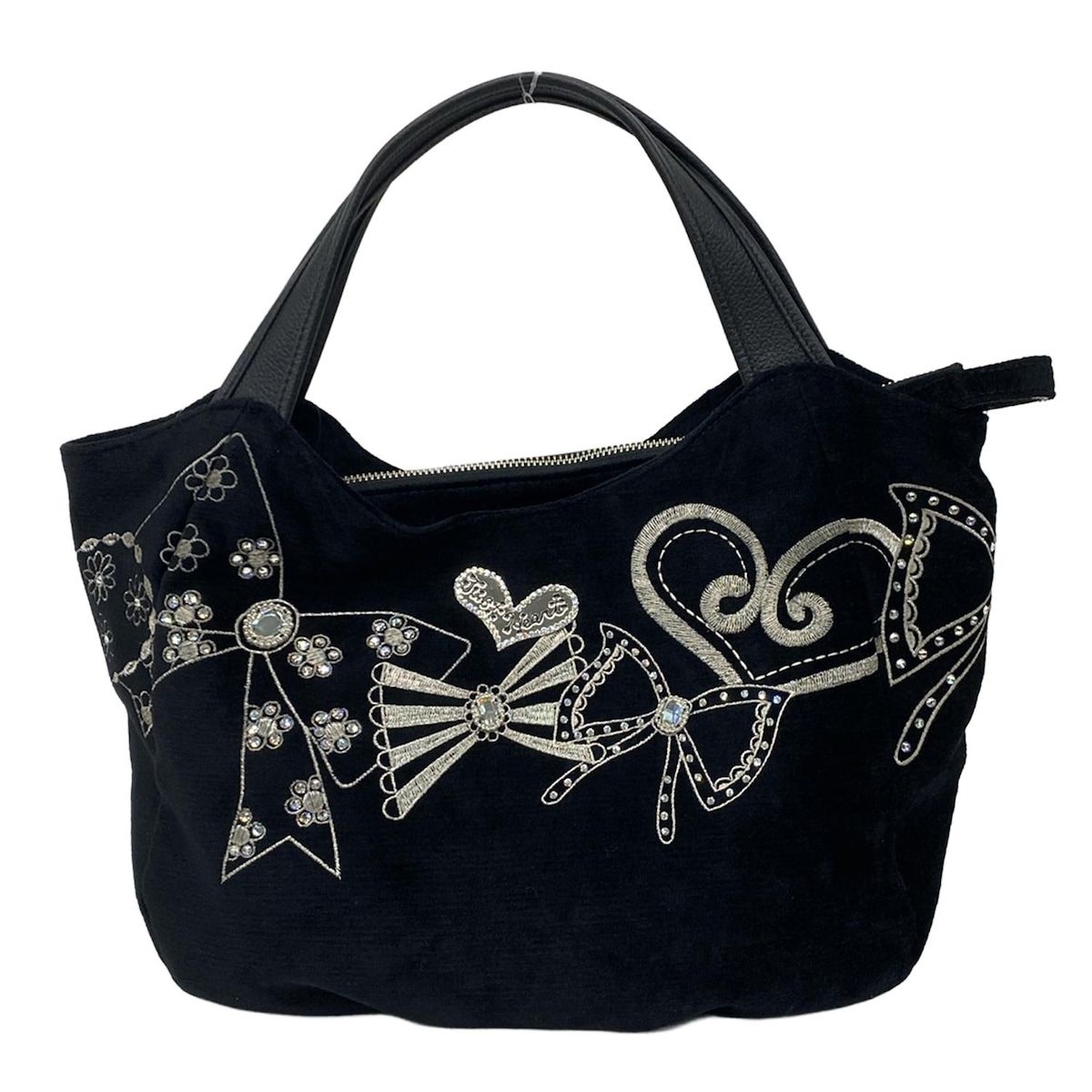 ThinkBee(シンクビー) ハンドバッグ - 黒×ゴールド 刺繍/ライン