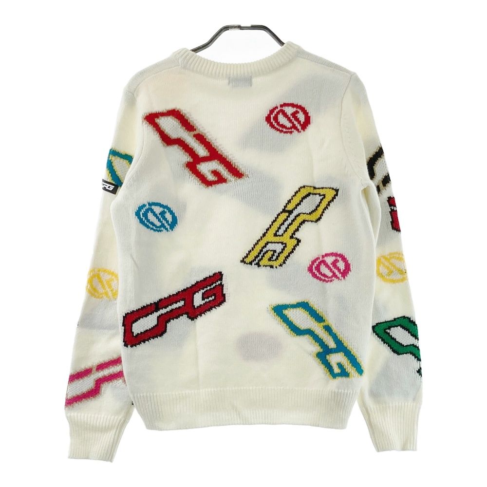美品 CPG シーピージーゴルフ ウール混 ニット セーター ロゴ 柄 2 サイズ：2 CPG GOLF シーピージーゴルフ クルーネック 長袖ニット