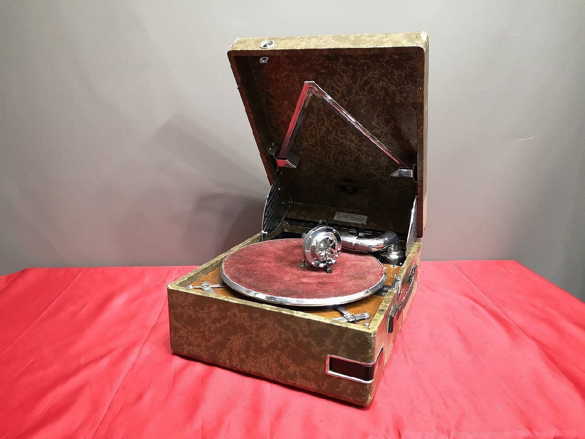 ◇Columbia コロンビア G-208 ゼンマイ式蓄音機 SPレコード34枚付