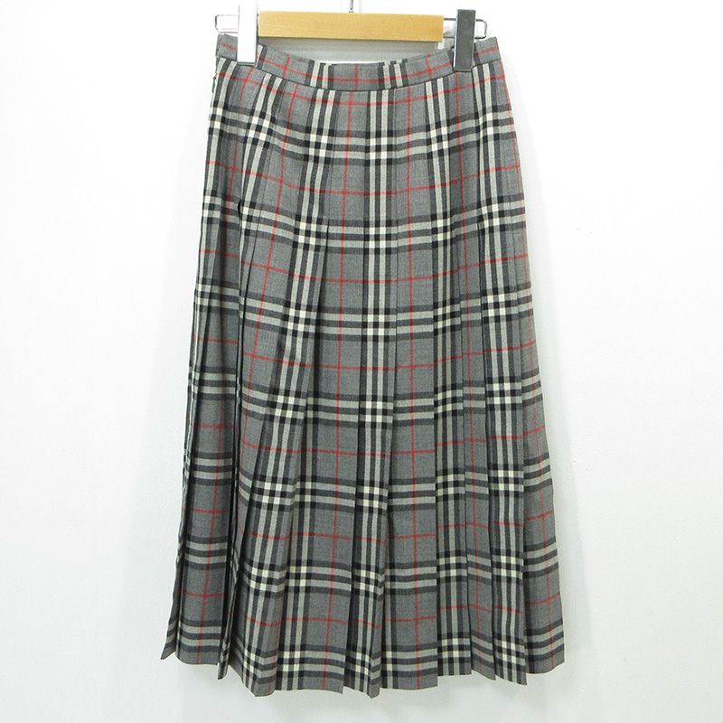 三重本店】 中古 BURBERRY | バーバリー 総柄ウールプリーツスカート