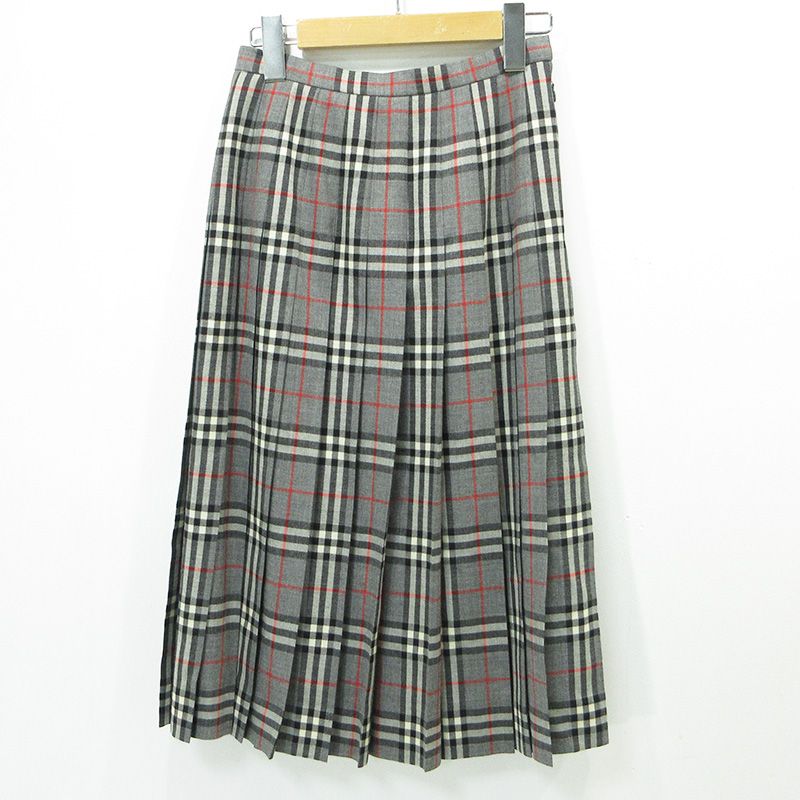 三重本店】 中古 BURBERRY | バーバリー 総柄ウールプリーツスカート