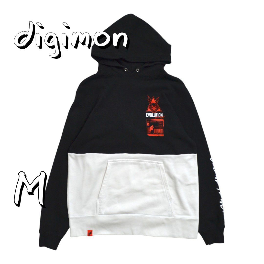 デジモンテイマーズ トーンコンビパーカー ギルモン ブラック M 極美品】Digimon Tamersデジモンテイマーズ ツートーンパーカー M