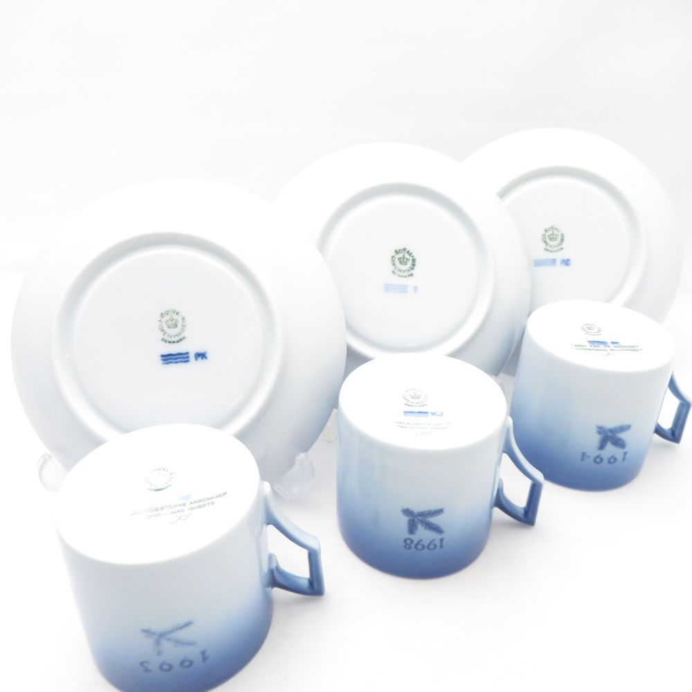  ROYAL ロイヤルコペンハーゲン 1993～1998年 イヤーカップ＆ソーサー 6客 セット カップ ソーサー コーヒー ティーカップ