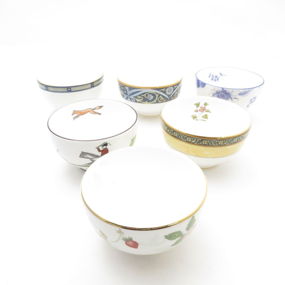 ♥ ウェッジウッド ワイルドストロベリー|ハンティングシーン他 ジャパニーズティーカップ 6点 セット 湯呑 アソート4種