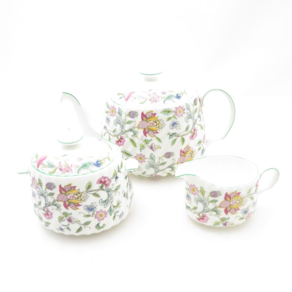 MINTON ミントン ハドンホール ティーポット クリーマー シュガーポット 3点 セット 花柄 茶器 ミルク