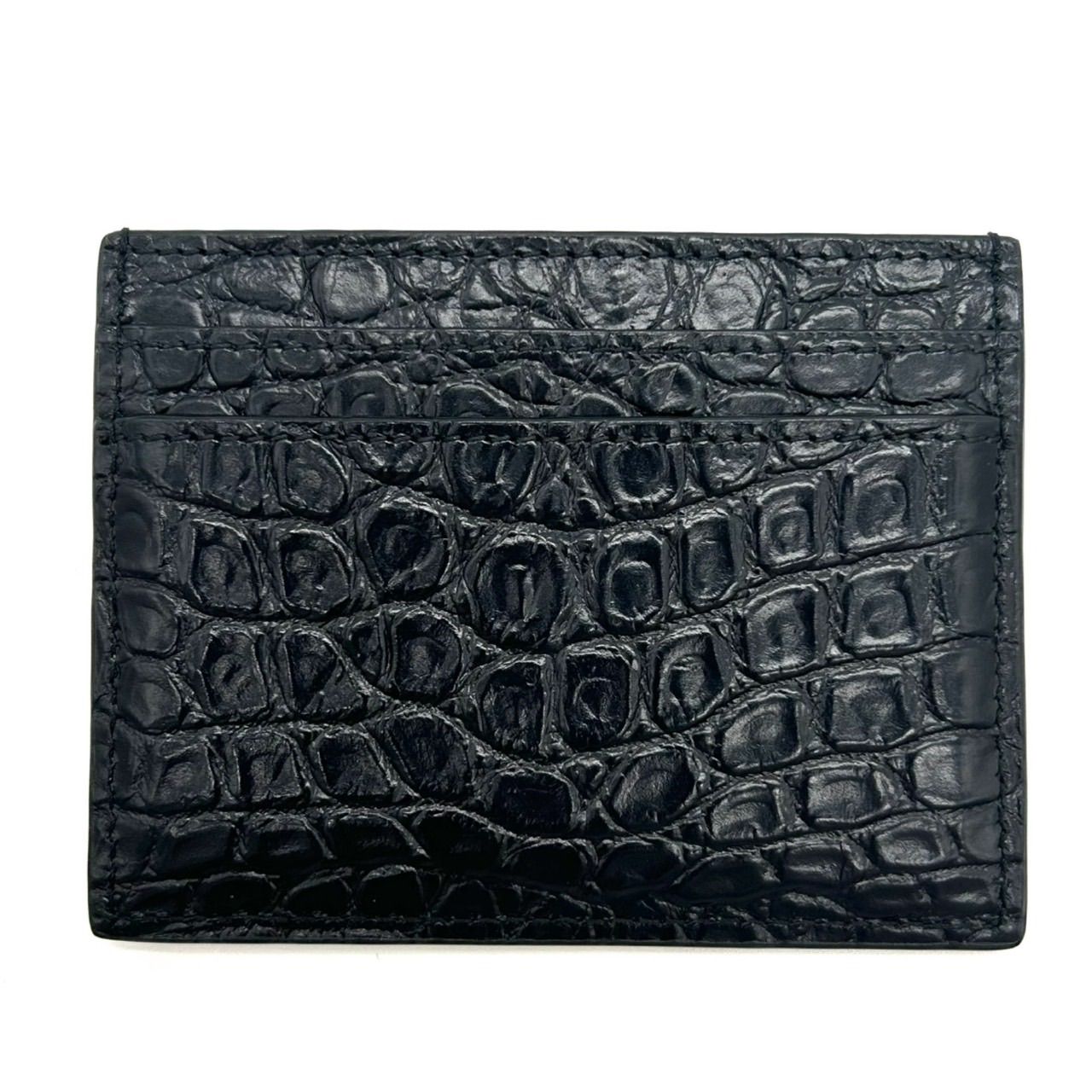 SAINT LAURENT サンローラン カードケース YSL ブラック レザー クロコ