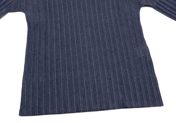 プリーツプリーズPLEATS PLEASE 七分袖プリーツカットソー 紺3 - メルカリ