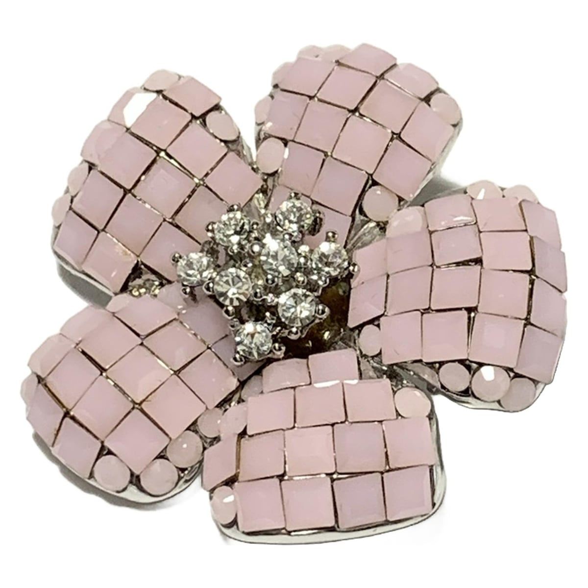 FOXEY(フォクシー) ブローチ - シルバー×ライトピンク×クリア フラワー