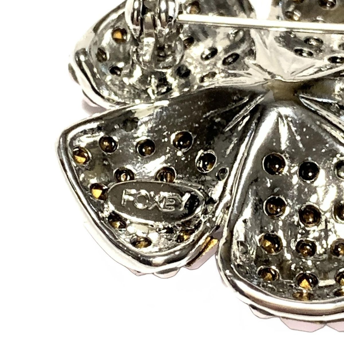 FOXEY(フォクシー) ブローチ - シルバー×ライトピンク×クリア フラワー