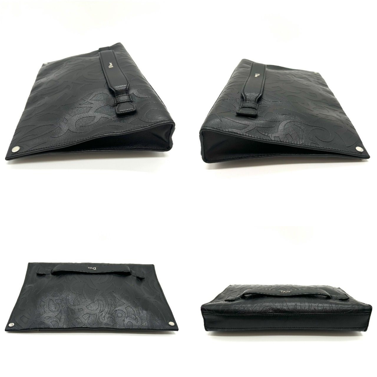 Dior ディオール オム クラッチバッグ レザー ブラック メンズ