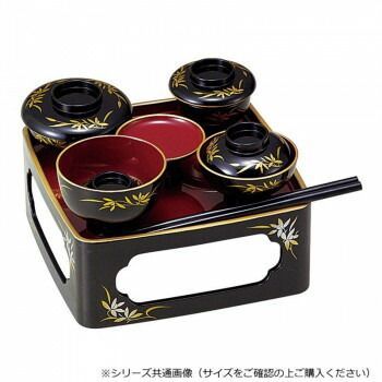 仏膳 6.5寸 黒 内朱 フチ金 蒔絵 蘭