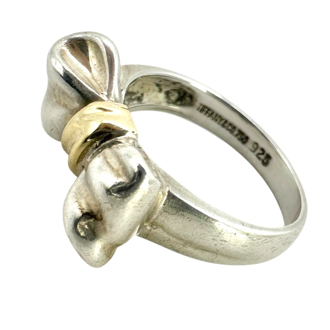 Tiffany&Co.】 ティファニー K18 SV925 リボンリング 750 925刻印 