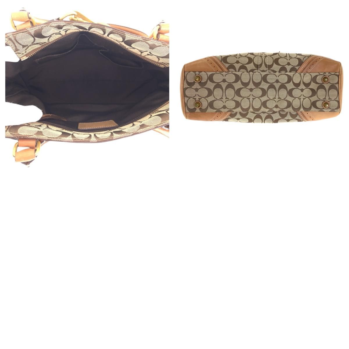 COACH コーチ シグネチャー タッセル ブラウン ベージュ ゴールド金具