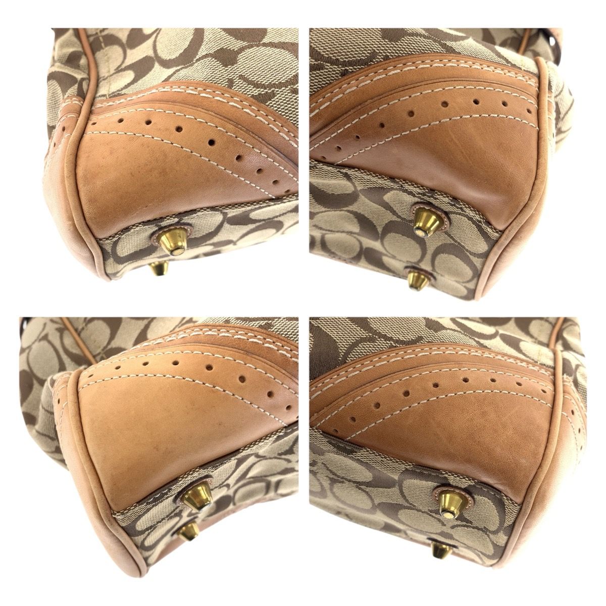 COACH コーチ シグネチャー タッセル ブラウン ベージュ ゴールド金具