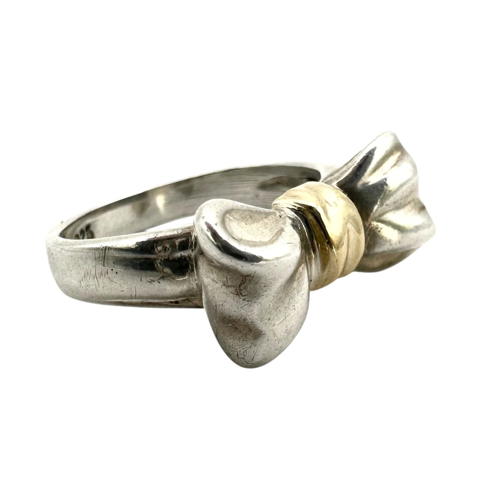 Tiffany&Co.】 ティファニー K18 SV925 リボンリング 750 925刻印 