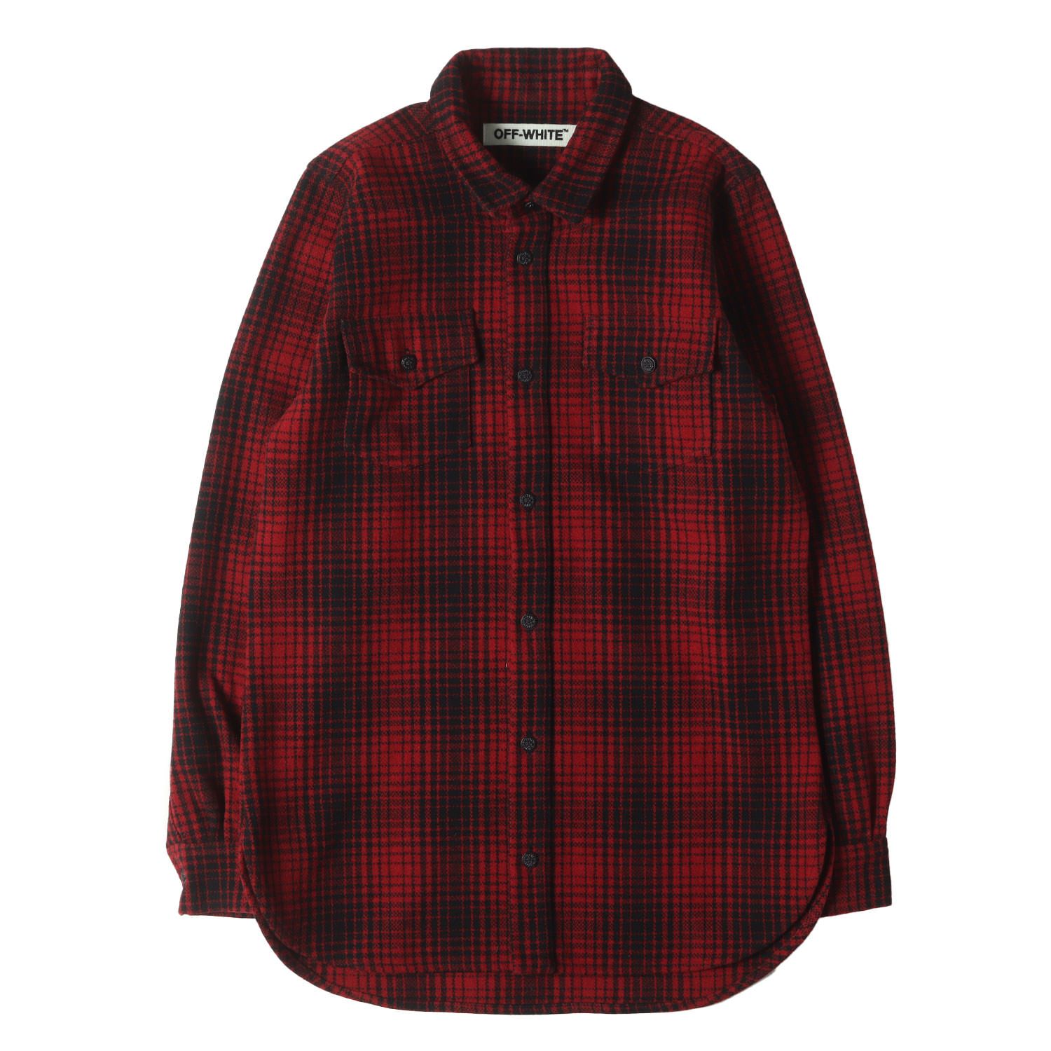 OFF-WHITE オフホワイト シャツ レッド ブラック サイズ:S