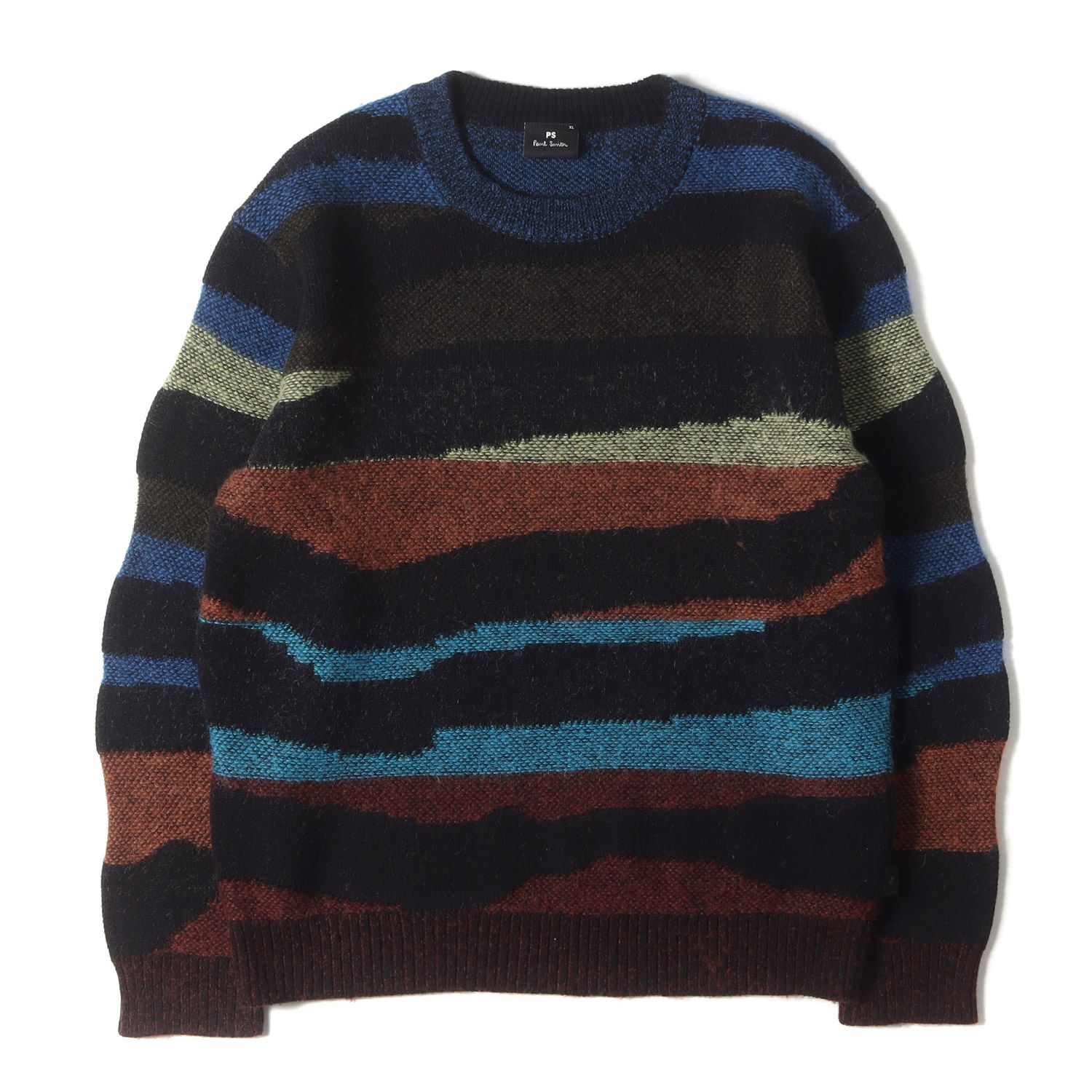 PS Paul Smith ピーエスポールスミス ニット マルチカラー サイズ:XL | ドローイング マルチボーダー ニット セーター | トップス プルオーバー【メンズ】【中古】 PS Paul Smith ピーエスポールスミス ニット マルチカラー サイズ:XL