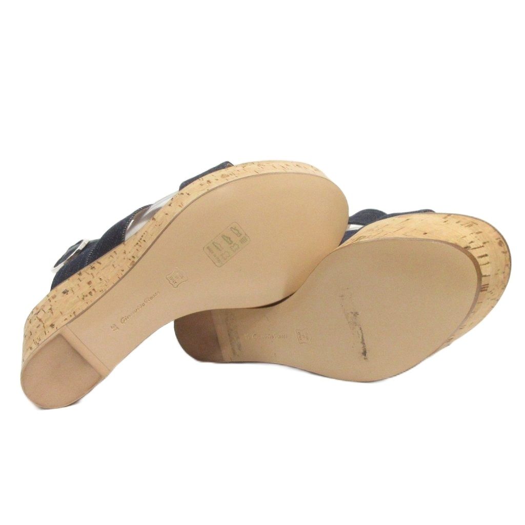 ジャンヴィトロッシ Gianvito Rossi 美品 サンダル デニム 厚底 コルク