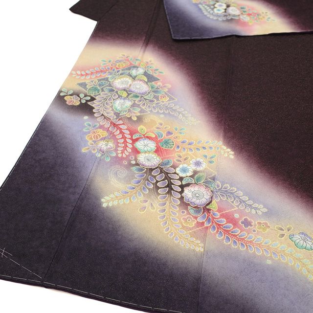 新古品】 訪問着 着物 未使用 正絹 袷 伝統工芸士 寺谷昇 染色作家 黒