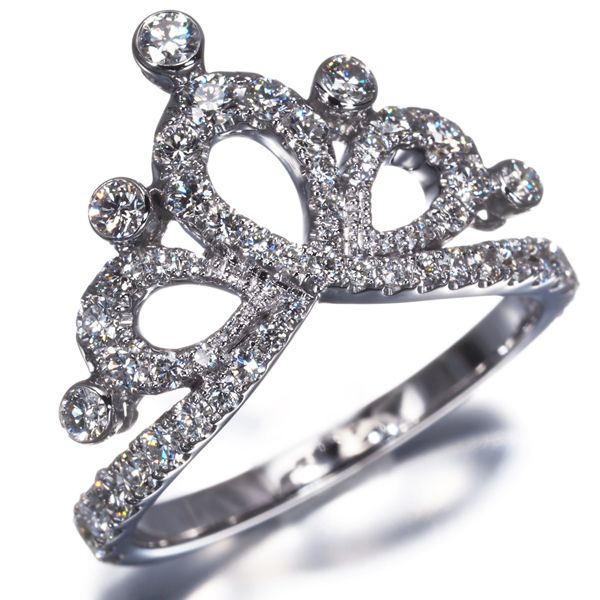 ダイヤ ダイヤモンド 0.862ct ティアラ リング K18WG #184783 - メルカリ