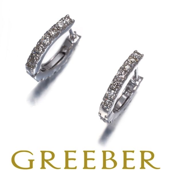 k18WG ダイヤ 0.25 フープピアス 片耳 ブラック&クリア ダイヤ ダイヤモンド 0.25ct/0.25ct フープ ピアス