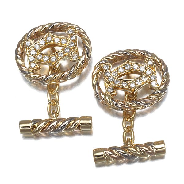 レア品 カルティエ カフス ダイヤ ダイヤモンド 2C ドゥーブルC C2