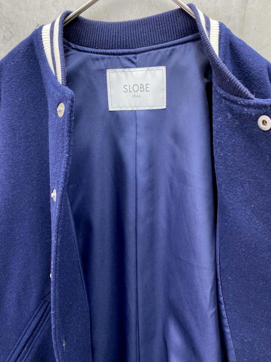 SLOBE IENA スローブイエナ T/W メルトン スタジャン ジャケット 紺x