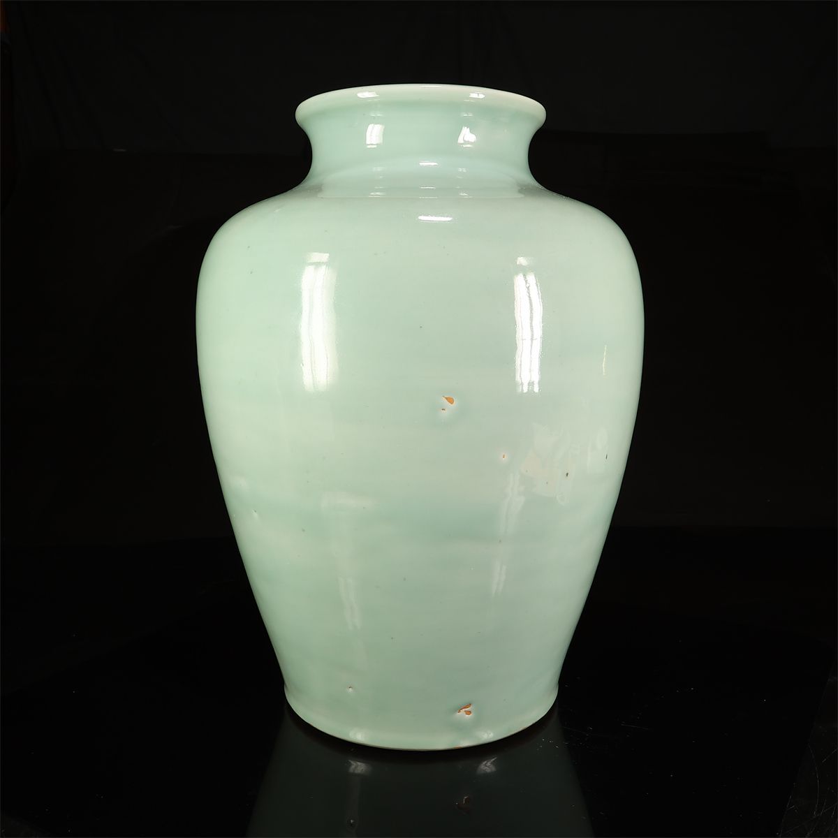 希少特大作 江戸時代 古伊万里 【鍋島青磁】 大壷 高50㎝ 重17.7㎝／箱