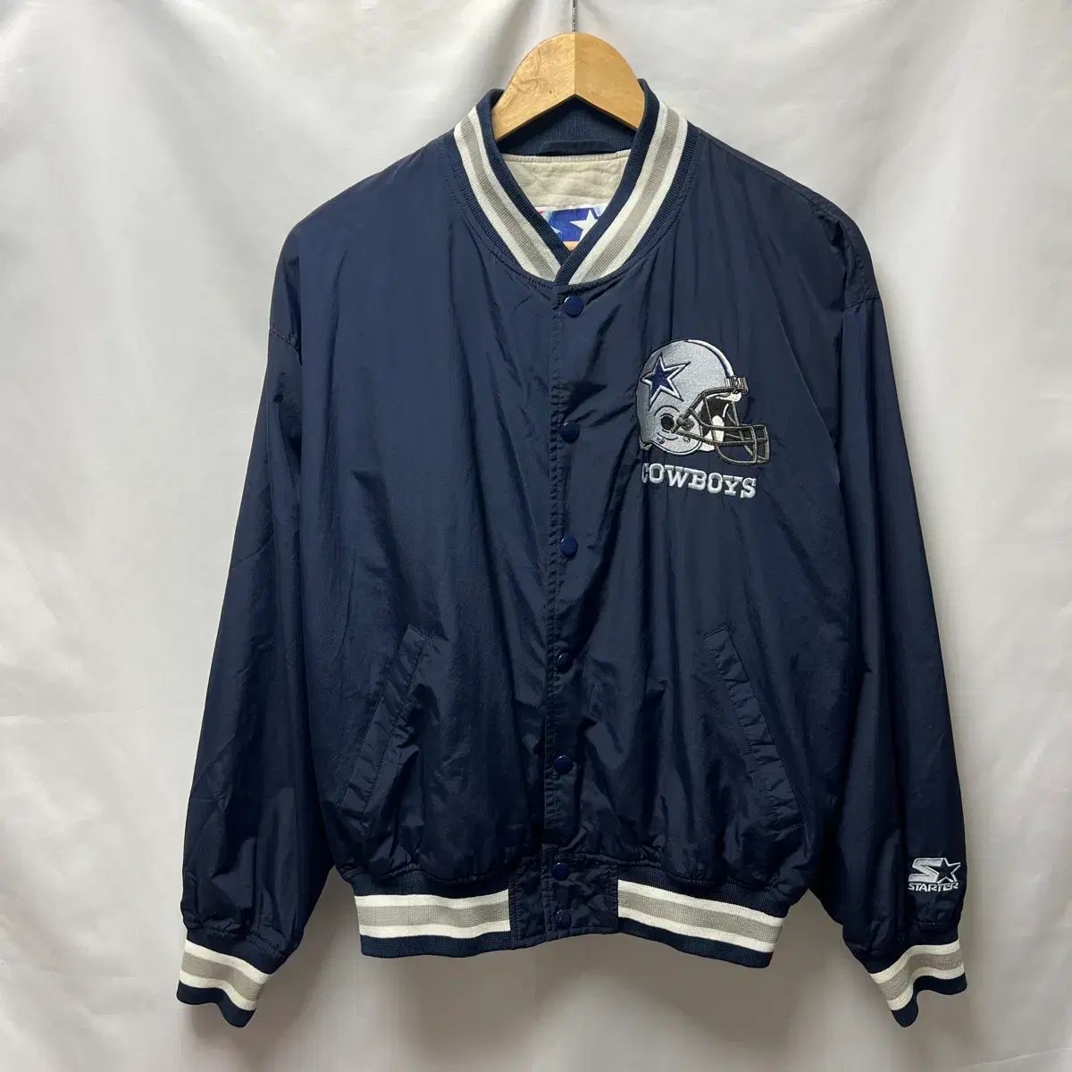 90's NFL ダラス・カウボーイズ リバーシブル　スタジャン 正規品/L スターター NFL 90s ダラス カウボーイズ ネイビー