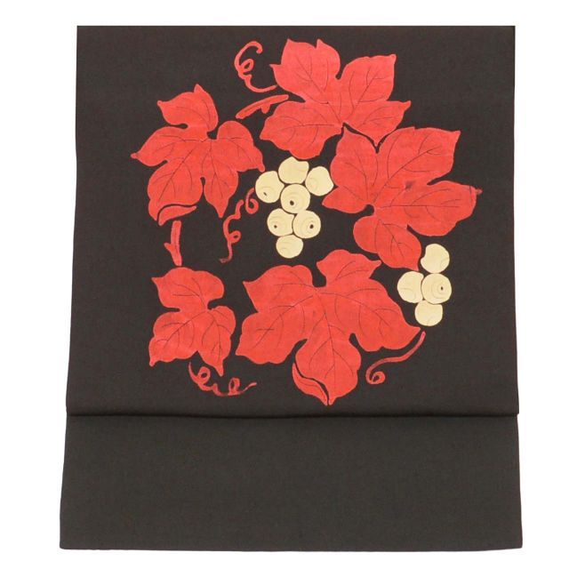 葡萄蔓の染め帯　塩瀬 葡萄蔓の染め帯 塩瀬