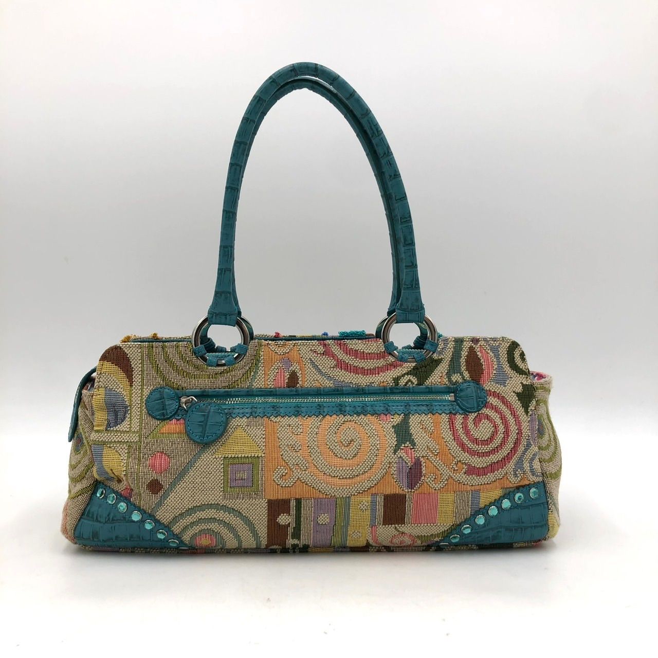 Think Bee! シンクビー ハンドバッグ 刺繍 ビーズ スパンコール 青