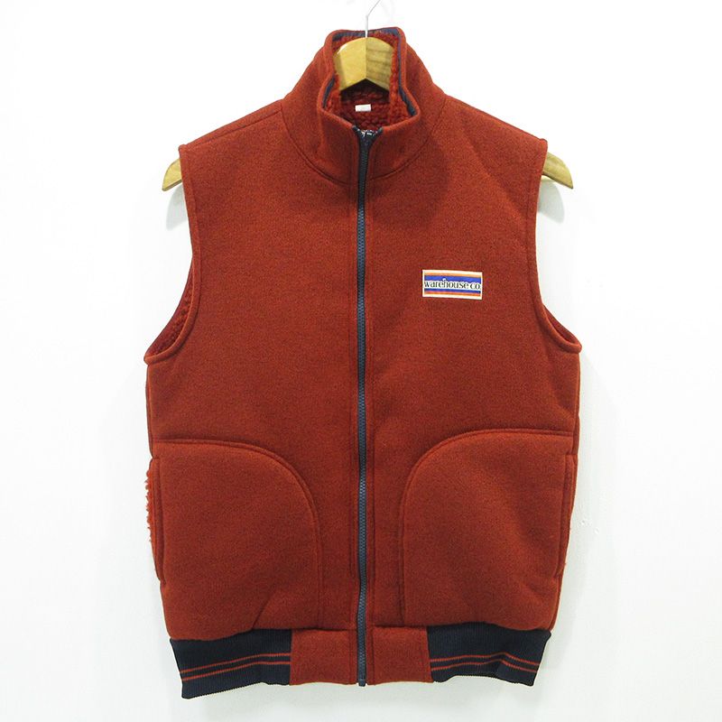 【三重本店】 中古 WARE HOUSE | ウエアハウス CLASSIC PILE VEST クラシックパイルベスト 裏ボアフリースベスト LOT. 2136 レッド(BRICK) ブラウン系 テラコッタ サイズ：S 【93】
