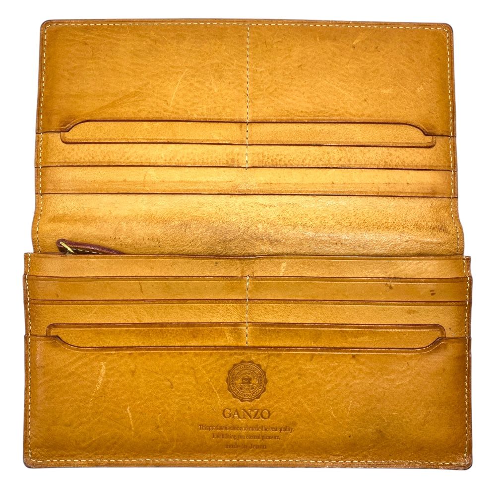 ガンゾ コードバン 財布 長財布 二つ折り 小銭入れ付き ロゴ レザー