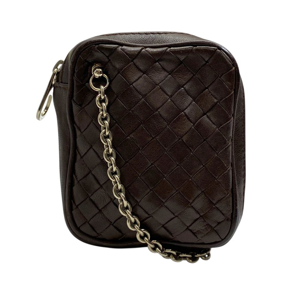 ボッテガヴェネタ ポーチ 小物入れ コスメ イントレチャート レザー ブラウン BOTTEGA VENETA（ボッテガ・ヴェネタ） 新品同様 ボッテガ ヴェネタ