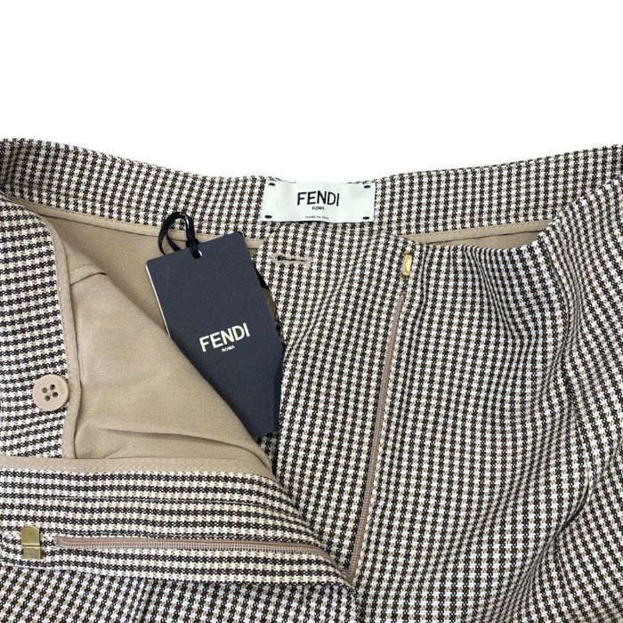 未使用 フェンディ ワイドパンツ ボトムス 長ズボン 千鳥格子 総柄