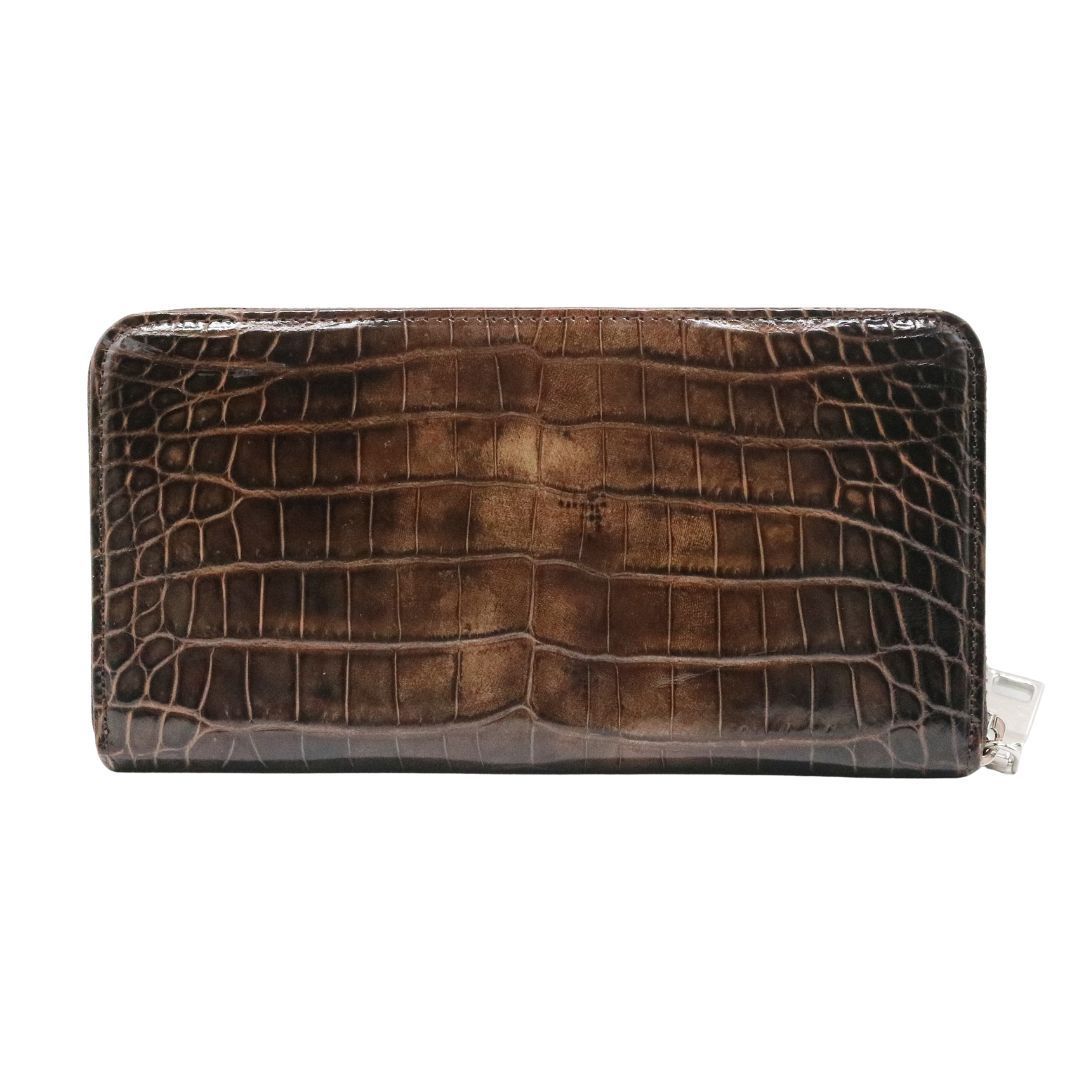 オリジナル】 クロコダイル ロングウォレット シャイン ブラウン