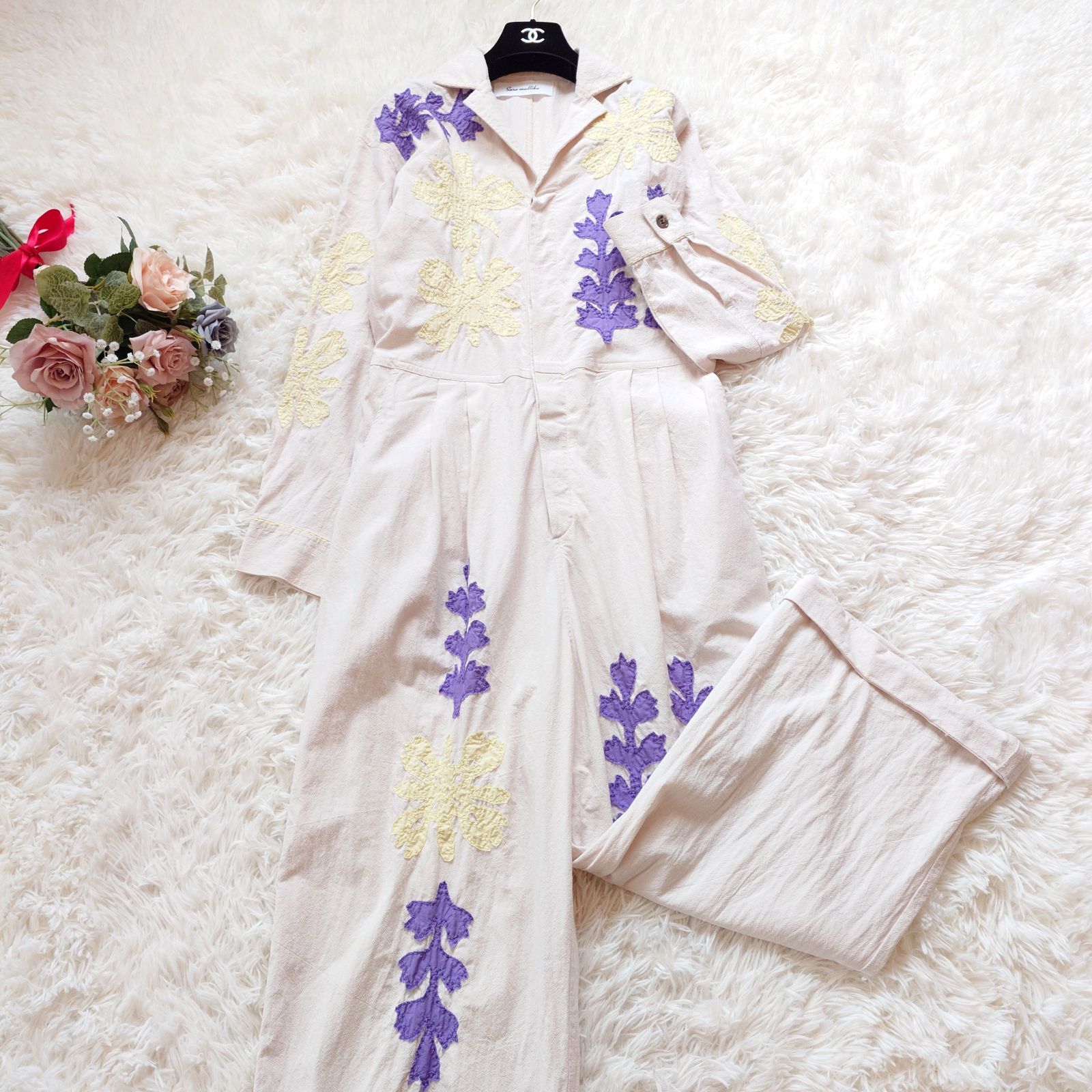 サラマリカ フラワー パッチワーク オールインワン サラマリカ sara mallika フラワー 花柄 パッチワーク ジャンプスーツ