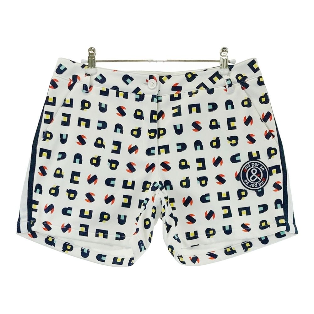 サイズ：LL AND PER SE アンパスィ 裏起毛 ショートパンツ ロゴ総柄