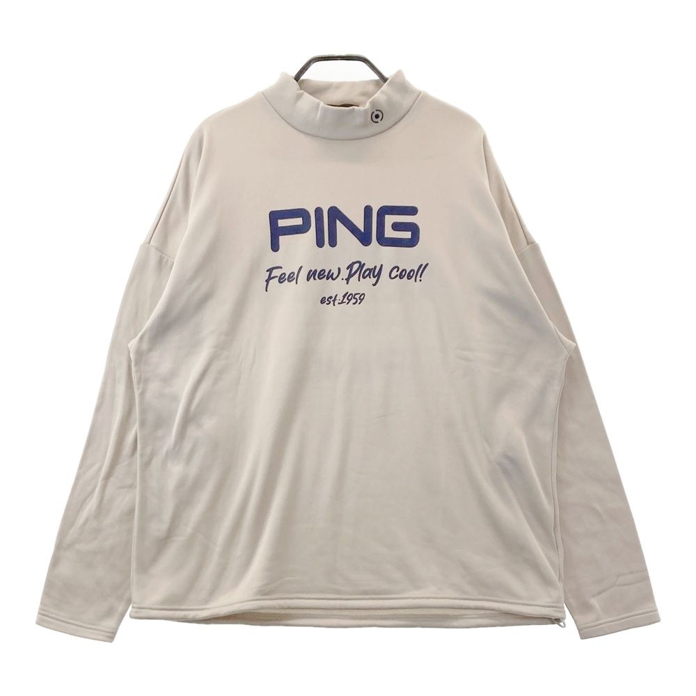サイズ：M PING ピン 2024年 裏起毛長袖モックネックTシャツ ベージュ