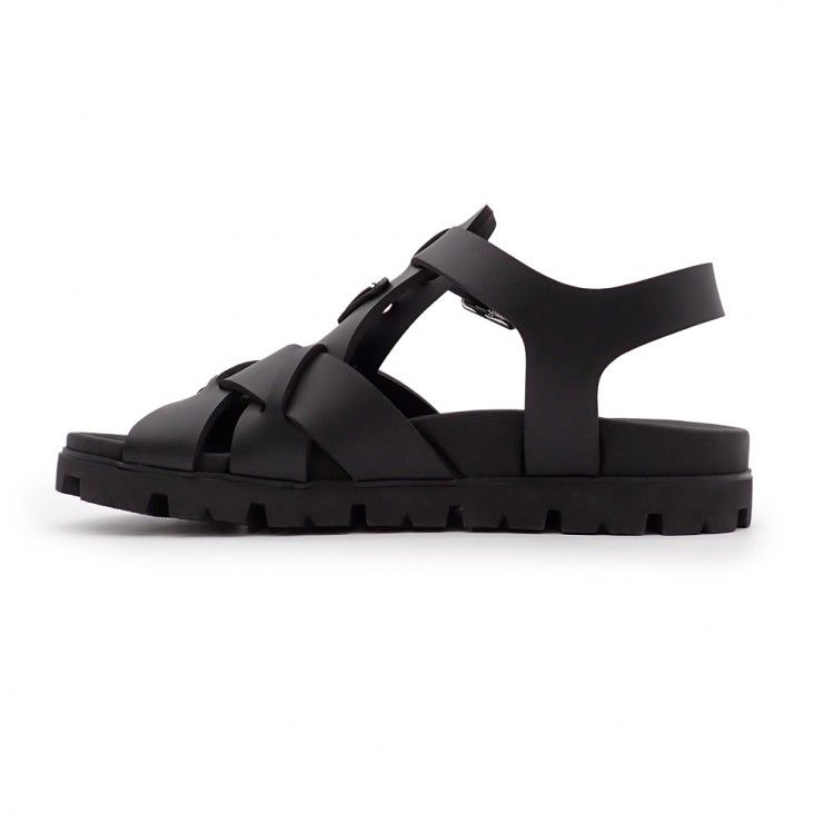 未使用品 PRADA プラダ ラバー クロスサンダル 2X3118 #7 1/2 26.5cm