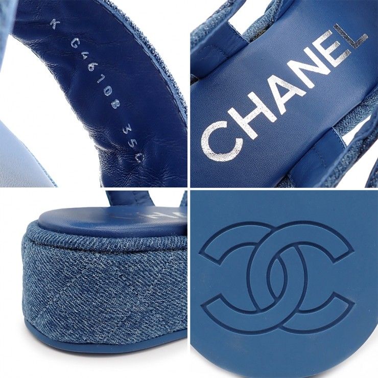 未使用品 CHANEL シャネル トングサンダル G46108 #35 22cm デニム