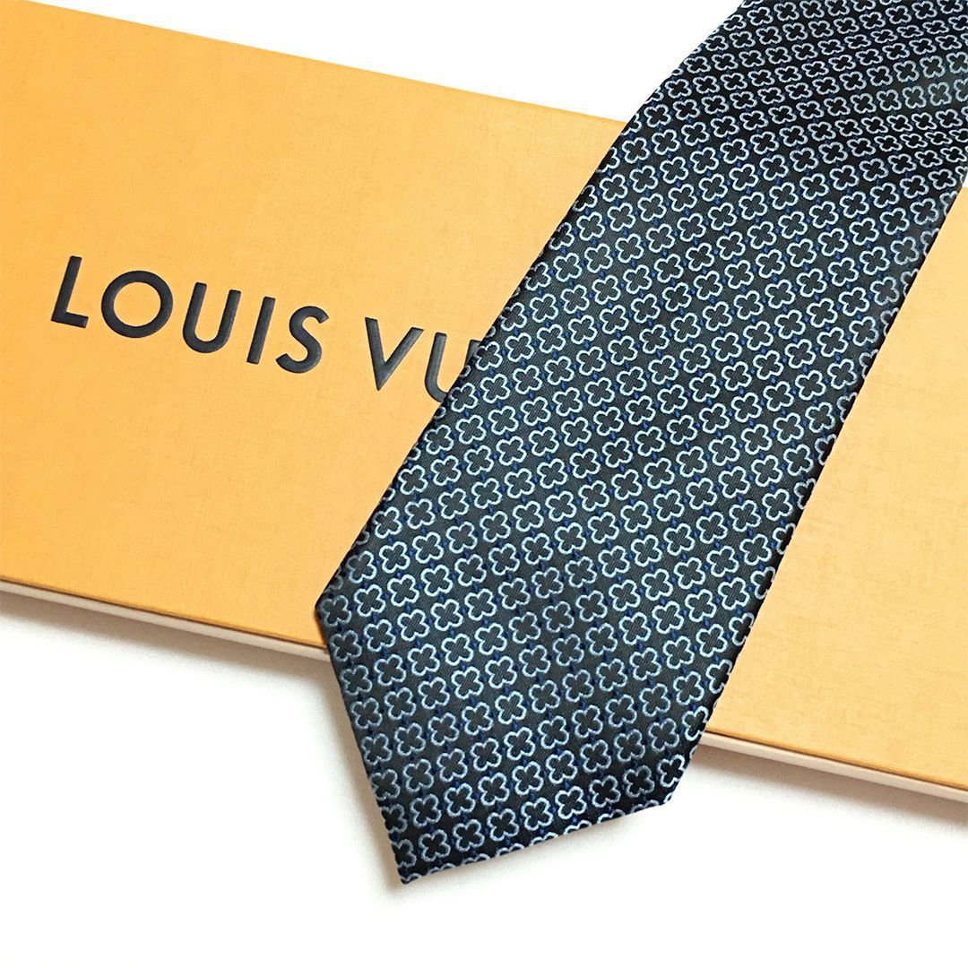 未使用級 ルイヴィトン Louis Vuitton ネクタイ シルク 総柄 未使用級 ルイヴィトン Louis Vuitton ネクタイ シルク100% ブラック