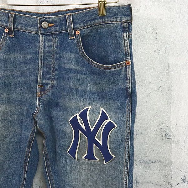 広尾店】 グッチ GUCCI グッチ×NYヤンキース ジーンズ メンズ ダメージ