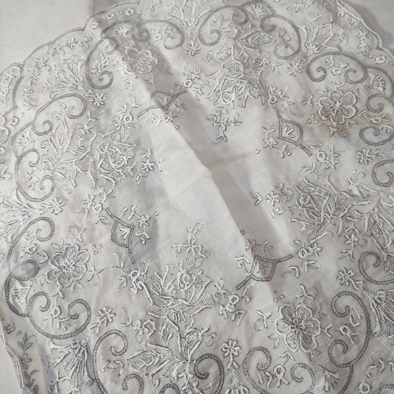 ⑮【美品】スワトウ SWATOW 汕頭 ハンカチ アンティーク 手刺繍 LINEN